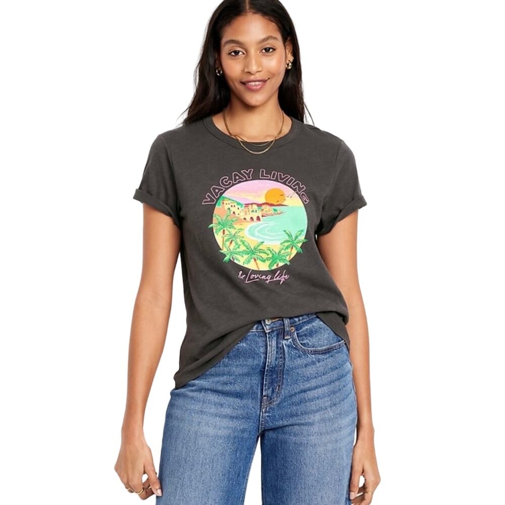 Old Navy EveryWear Slub-Knit Vacay Living Graphic T-Shirt Size XL